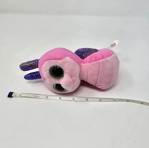 Ty Beanie Boos Scooter the Snail Green Glitter Eyes NO TAG Pink Purple Plush - Picture 3 of 8